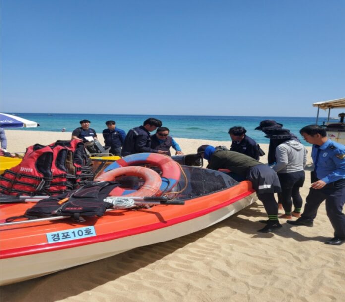 동해 경포해수욕장 수상레저 사업장 점검 현장.