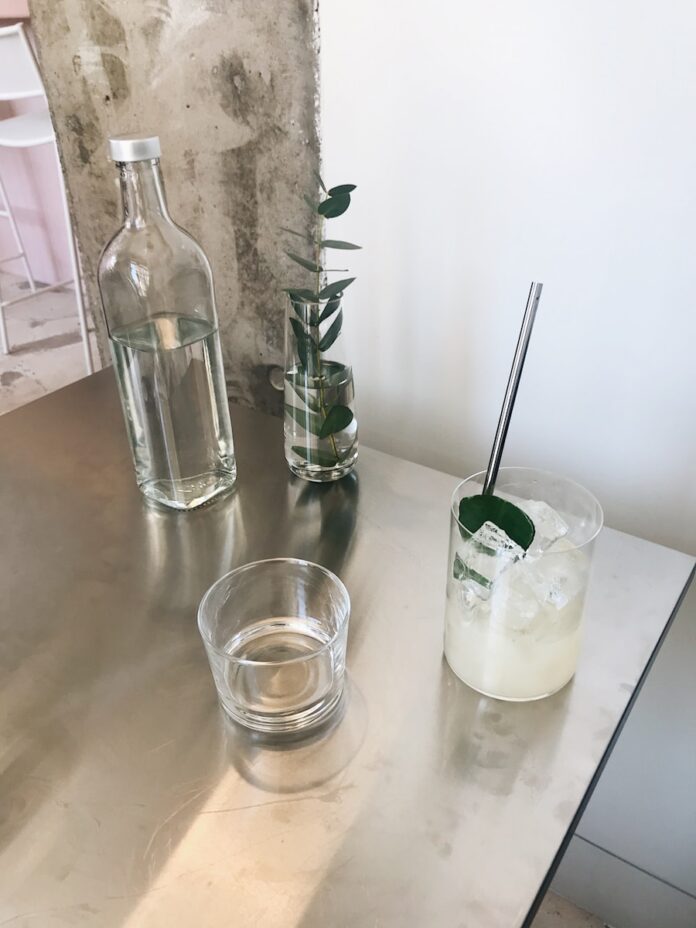 clear drinking glass on table